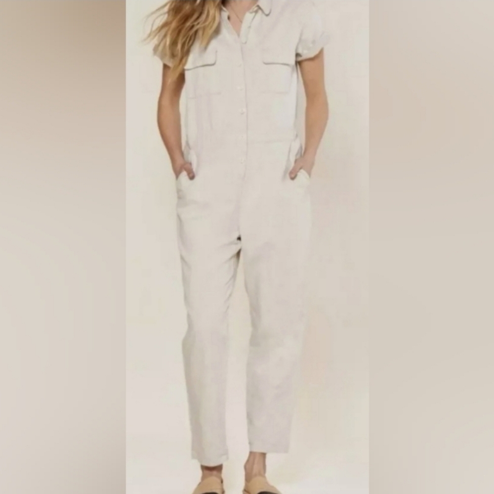 OUTERKNOWN S.E.A. Suit Jumpsuit Organic Cotton Linen in Natural Color NWT $168